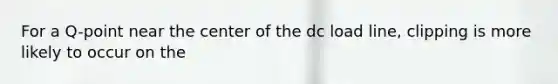 For a Q-point near the center of the dc load line, clipping is more likely to occur on the