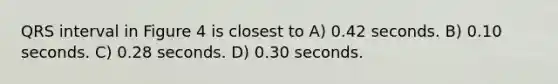 QRS interval in Figure 4 is closest to A) 0.42 seconds. B) 0.10 seconds. C) 0.28 seconds. D) 0.30 seconds.