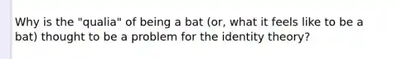 Why is the "qualia" of being a bat (or, what it feels like to be a bat) thought to be a problem for the identity theory?