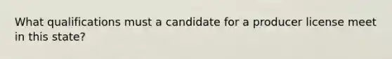 What qualifications must a candidate for a producer license meet in this state?