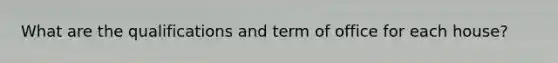 What are the qualifications and term of office for each house?