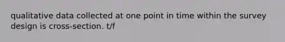 qualitative data collected at one point in time within the survey design is cross-section. t/f