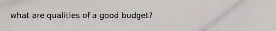 what are qualities of a good budget?