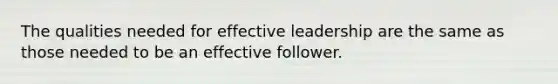 The qualities needed for effective leadership are the same as those needed to be an effective follower.