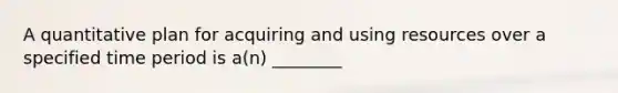 A quantitative plan for acquiring and using resources over a specified time period is a(n) ________