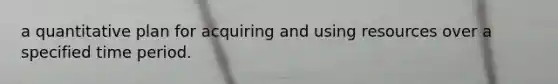 a quantitative plan for acquiring and using resources over a specified time period.