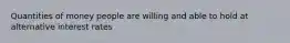 Quantities of money people are willing and able to hold at alternative interest rates