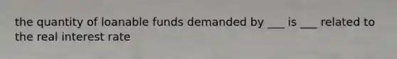 the quantity of loanable funds demanded by ___ is ___ related to the real interest rate