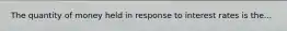 The quantity of money held in response to interest rates is the...