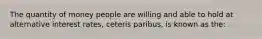 The quantity of money people are willing and able to hold at alternative interest rates, ceteris paribus, is known as the: