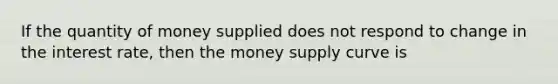 If the quantity of money supplied does not respond to change in the interest rate, then the money supply curve is