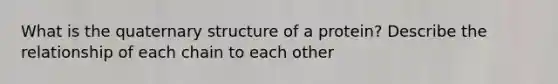 What is the quaternary structure of a protein? Describe the relationship of each chain to each other