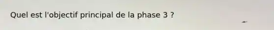 Quel est l'objectif principal de la phase 3 ?