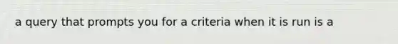 a query that prompts you for a criteria when it is run is a