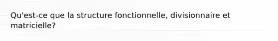 Qu'est-ce que la structure fonctionnelle, divisionnaire et matricielle?