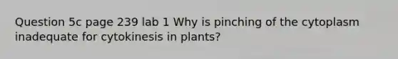 Question 5c page 239 lab 1 Why is pinching of the cytoplasm inadequate for cytokinesis in plants?