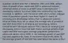 Question content area Part 1 Between 1981 and​ 2000, annual rates of growth of per capita real GDP in advanced nations remained above or close to growth rates in emerging and developing​ nations, but since​ 2000, this relationship has been reversed. In​ addition, over the entire​ 1981-2017 period, average rates of population growth have been higher in nearly all emerging and developing nations than in advanced nations. What do these facts tell us about the average rate of growth of real GDP since 2000 in emerging and developing nations compared with advanced​ nations? Part 2 Because emerging and developing nations have had both higher average growth of per capita real GDP and higher average population growth than advanced nations since​ 2000, A. the average growth of real GDP has been significantly lower in the former than in the latter. B. the average growth of real GDP has been about the same in the f