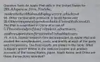 Question Facts An Apple iPod sells in the United States for​ 299. A Japanese​ firm, Toshiba, makes the hard disk and display​ screen, which cost​93. Other components produced in South Korea cost​ 25. Other components produced in the United States cost​21. The iPod is assembled in China at a cost of​ 5. The costs and profits of​ retailers, advertisers, and transportation firms in the United States are​75. A U.S. market research firm deconstructed an Apple iPod and studied the​ manufacturers, costs, and profits of each of the parts and components. The final results are shown in the table. What is​ Apple's profit? Where in the national income and product accounts of the United​ States, Japan, South​ Korea, and China are these transactions​ recorded?