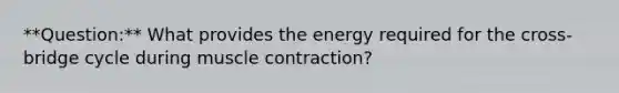 **Question:** What provides the energy required for the cross-bridge cycle during muscle contraction?