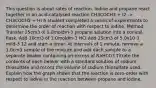 This question is about rates of reaction. Iodine and propane react together in an acid-catalysed reaction CH3COCH3 + I2 -> CH3COCH2 + HI A student completed a series of experiments to determine the order of reaction with respect to iodine. Method Transfer 25cm3 ol 1.0moldm-3 propane solution into a conical flask. Add 10cm3 of 1.0moldm-3 HCl Add 25cm3 of 5.0x10-3 mild-3 12 and start a timer. At intervals of 1 minute, remove a 1.0cm3 sample of the mixture and add each sample to a separate beaker containing an excess of NaHCO3 Titrate the contents of each beaker with a standard solution of sodium thiosulfate and record the volume of sodium thiosulfate used. Explain how the graph shows that the reaction is zero-order with respect to iodine in the reaction between propane and iodine.