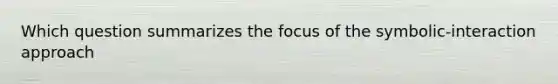 Which question summarizes the focus of the symbolic-interaction approach