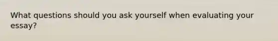 What questions should you ask yourself when evaluating your essay?