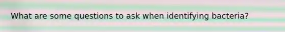 What are some questions to ask when identifying bacteria?