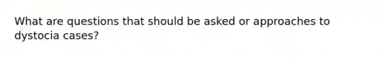 What are questions that should be asked or approaches to dystocia cases?