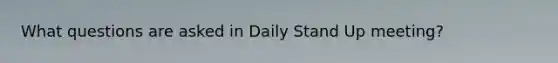 What questions are asked in Daily Stand Up meeting?