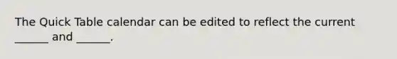 The Quick Table calendar can be edited to reflect the current ______ and ______.