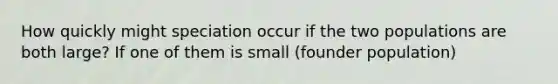 How quickly might speciation occur if the two populations are both large? If one of them is small (founder population)