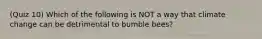 (Quiz 10) Which of the following is NOT a way that climate change can be detrimental to bumble bees?