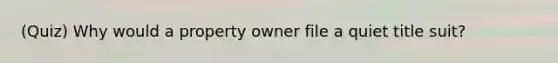 (Quiz) Why would a property owner file a quiet title suit?