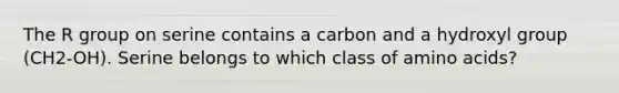 The R group on serine contains a carbon and a hydroxyl group (CH2-OH). Serine belongs to which class of amino acids?