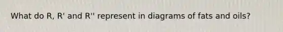 What do R, R' and R'' represent in diagrams of fats and oils?