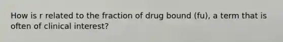 How is r related to the fraction of drug bound (fu), a term that is often of clinical interest?