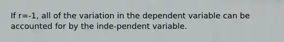 If r=-1, all of the variation in the dependent variable can be accounted for by the inde-pendent variable.