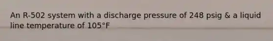 An R-502 system with a discharge pressure of 248 psig & a liquid line temperature of 105°F