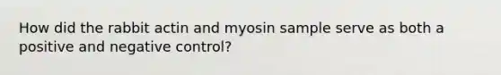 How did the rabbit actin and myosin sample serve as both a positive and negative control?