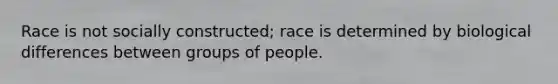 Race is not socially constructed; race is determined by biological differences between groups of people.