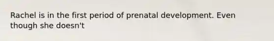 Rachel is in the first period of prenatal development. Even though she doesn't