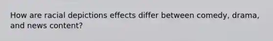 How are racial depictions effects differ between comedy, drama, and news content?
