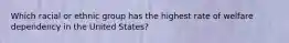 Which racial or ethnic group has the highest rate of welfare dependency in the United States?