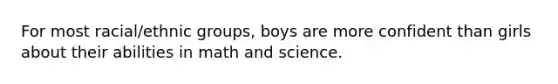 For most racial/ethnic groups, boys are more confident than girls about their abilities in math and science.