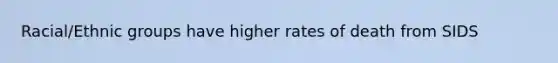 Racial/Ethnic groups have higher rates of death from SIDS