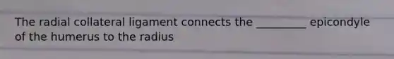 The radial collateral ligament connects the _________ epicondyle of the humerus to the radius