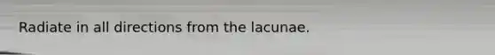 Radiate in all directions from the lacunae.