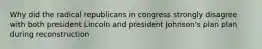 Why did the radical republicans in congress strongly disagree with both president Lincoln and president Johnson's plan plan during reconstruction