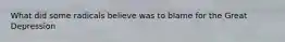 What did some radicals believe was to blame for the Great Depression