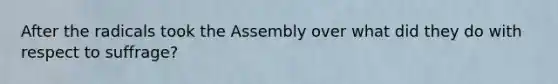 After the radicals took the Assembly over what did they do with respect to suffrage?